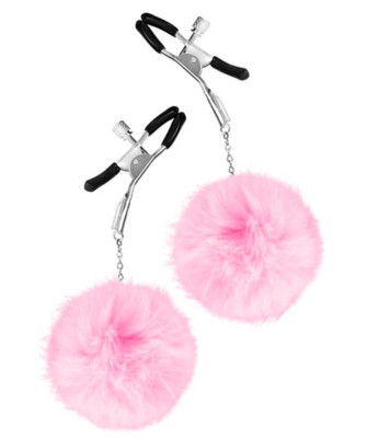 Pinces à seins pression réglable pompons roses 